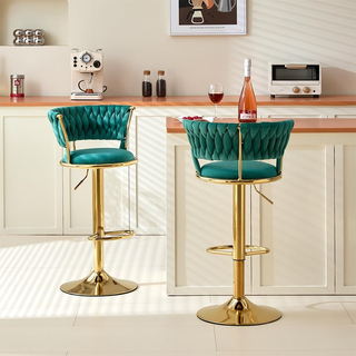 Set 2 Sgabelli da Cucina con Rivestimento in Vellu