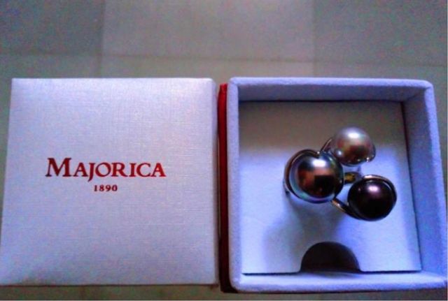 Anillo Majorica 3 perlas