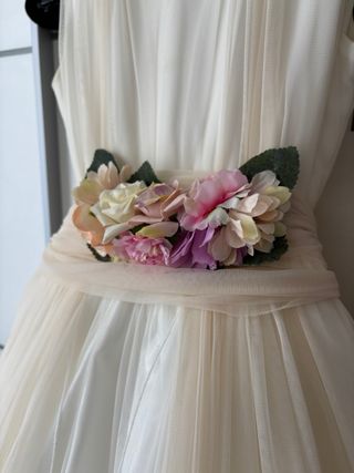 Vestido comunión niña beige/blanco