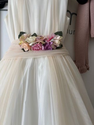 Vestido comunión niña beige/blanco