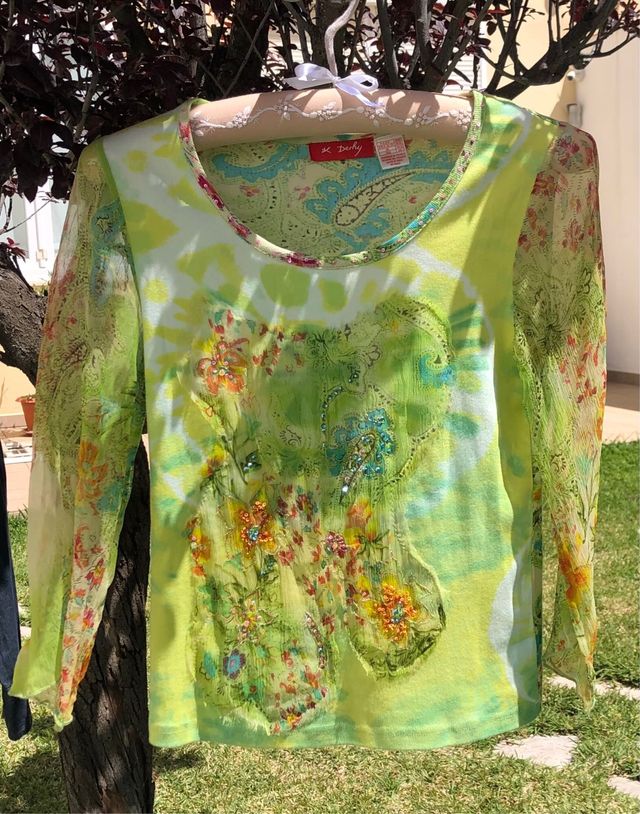 René Derhy camiseta manga transparente