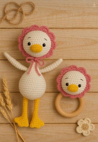 Set Amigurumi Anatroccolo Fiore – Fatto a Mano 🌸