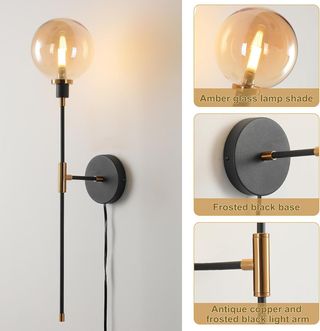 2 Lámparas de Pared de Interior con Enchufe 180cm