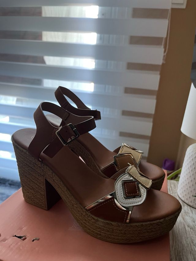 Zapatos tacon mujer marrón talla 37
