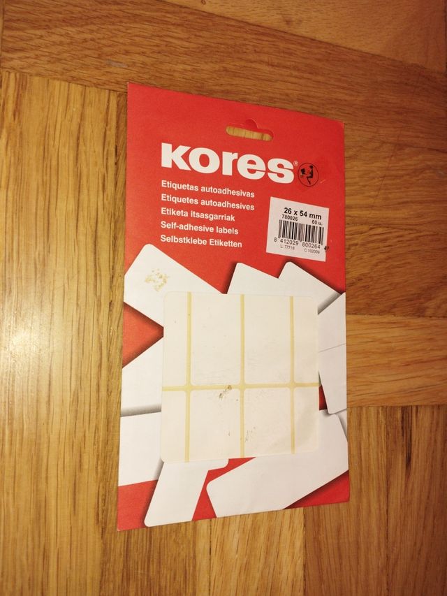 Etiquetas Kores 26x54 mm - 47 unidades