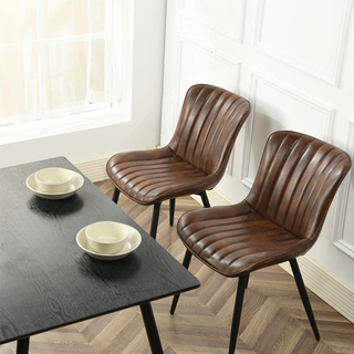 Set 2 Sedie per Sala da Pranzo con Piedi in Acciai