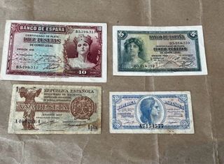 4 billetes antiguos pesetas Republica Española