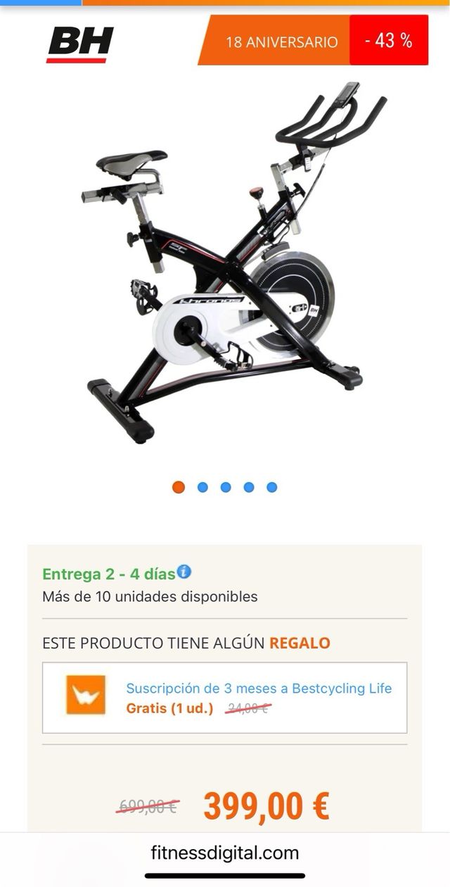 Bicicleta estática Bike bh nueva