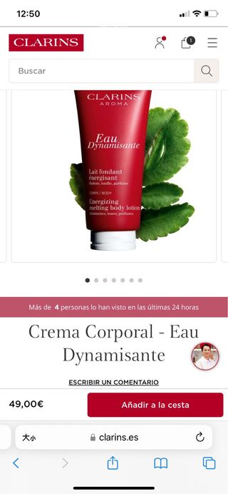 Loción corporal Clarins Eau Dynamisante