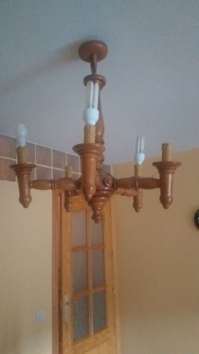 Candeeiro antigo de 5 braços - Madeira