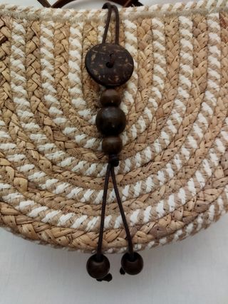 Bolso rafia bandolera beige