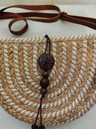 Bolso rafia bandolera beige