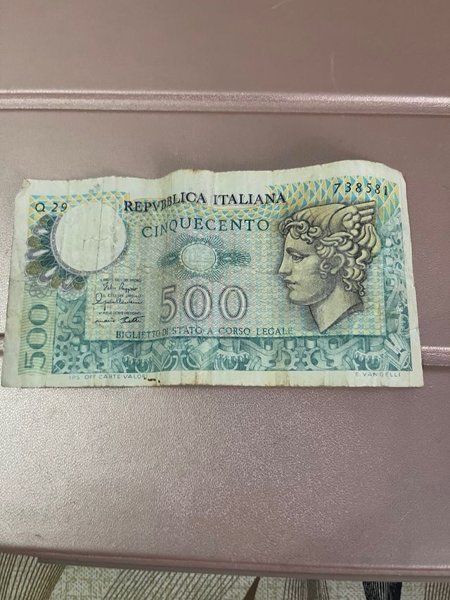 500 lire di carta 14/2/19742/4/1979.