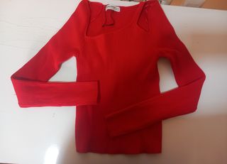 Camiseta Roja S de Stradivarius 