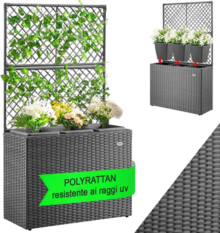 Fioriera a Traliccio in Polyrattan, 3 Vasi Removib