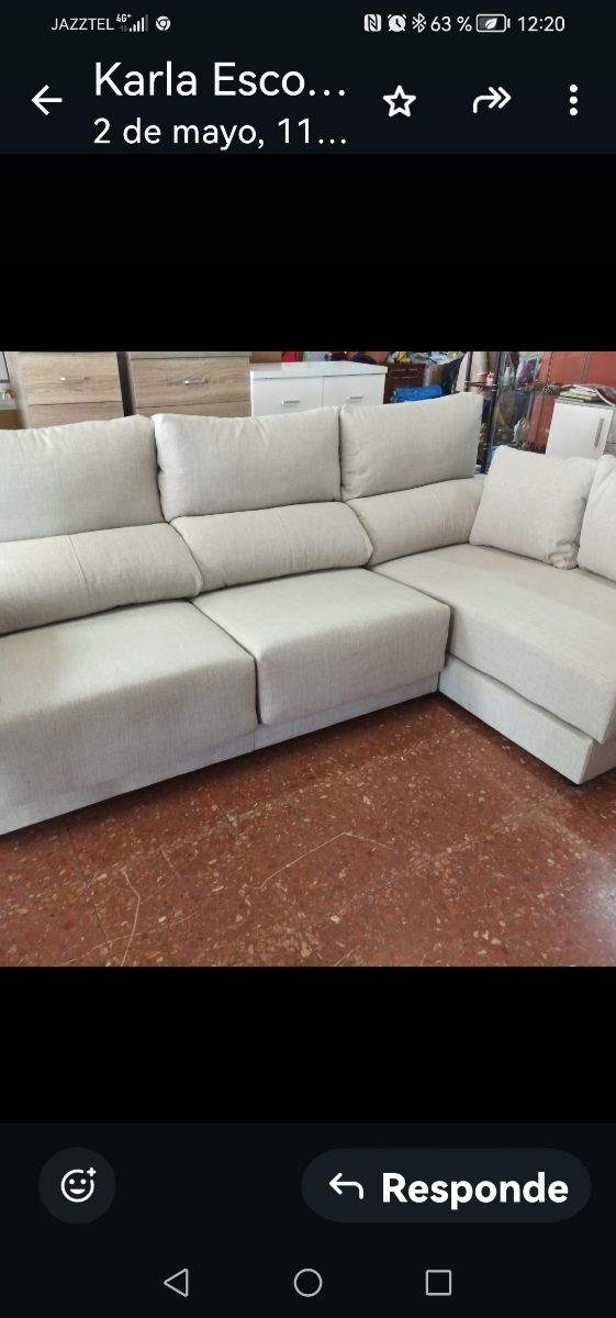 Sofá chaise longue beige