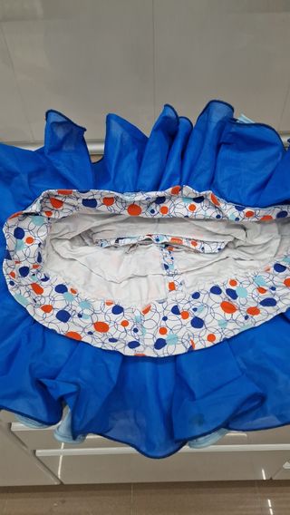 Traje Flamenca niña - Azul, Blanco y Naranja 