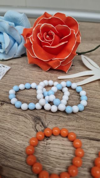 Traje Flamenca niña - Azul, Blanco y Naranja 