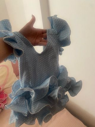 Traje flamenca niña lunares azul