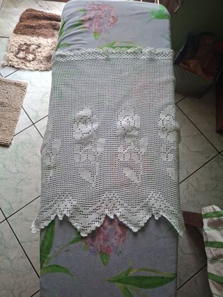 Tendina filet ricamo cotone bianco