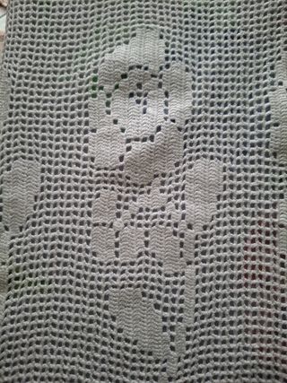 Tendina filet ricamo cotone bianco