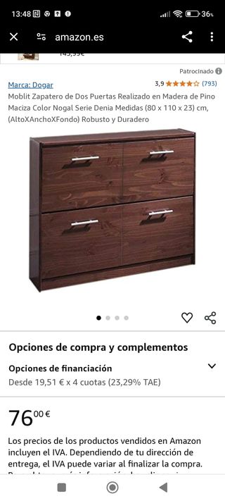 Zapatero mjeble 2 puertas en pino nuevo
