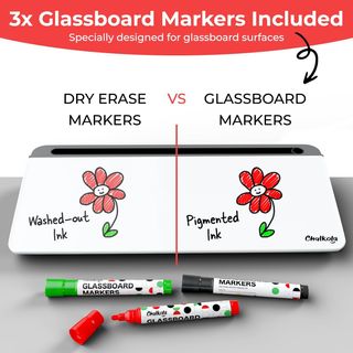 Pizarra blanca de escritorio de vidrio con soporte