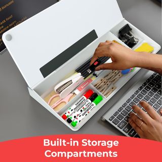 Pizarra blanca de escritorio de vidrio con soporte