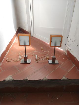 2 Lámparas mesa - naranja, metal
