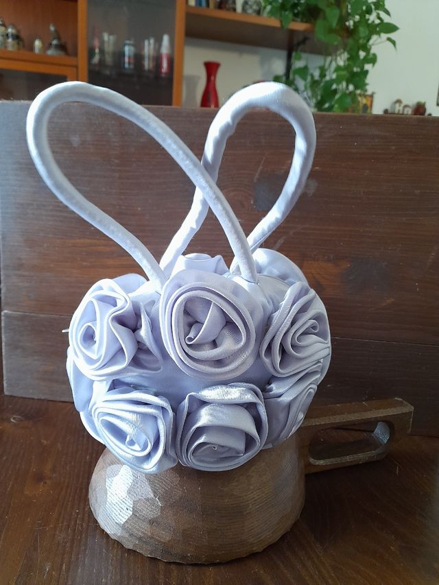 Borsetta cerimonia ROSE grigio perla