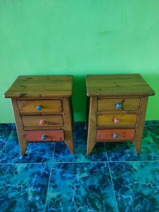 Mesitas noche madera maciza estilo mexicano