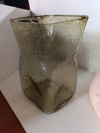 Jarrón Vidrio Soplado Verde Oliva