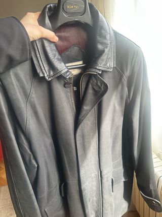 Abrigo hombre negro piel natural ovino - Talla 54