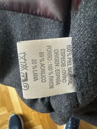 Abrigo hombre negro piel natural ovino - Talla 54