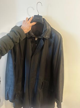 Abrigo hombre negro piel natural ovino - Talla 54