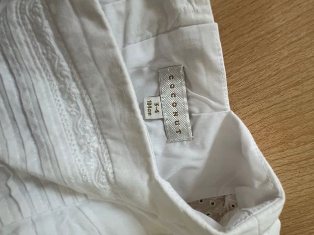 Vestido niña blanco lazo verde COCONUT 3-4 años