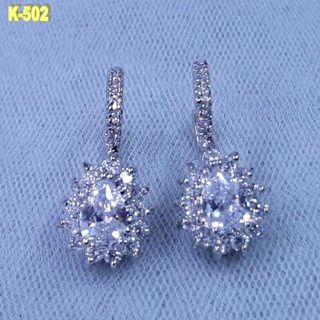 Pendientes plateados de Pedrería Novia Fiesta