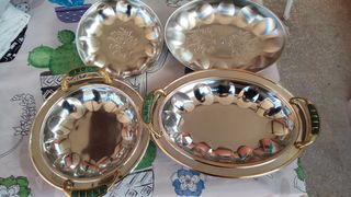 Vassoio acciaio inox oro 24K vintage