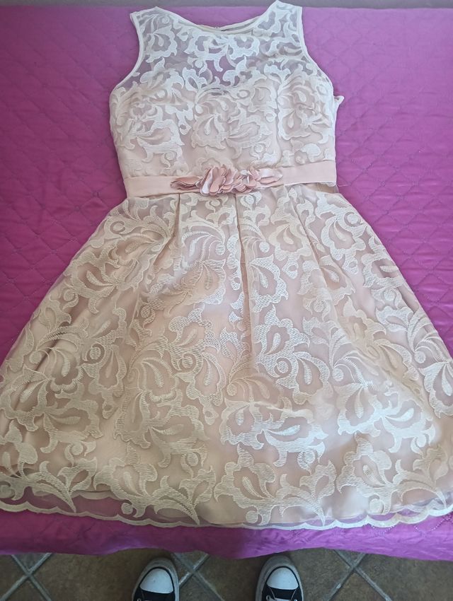 Vestido ceremonia rosa nude