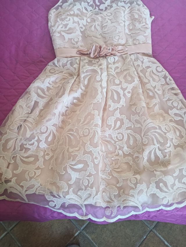 Vestido ceremonia rosa nude