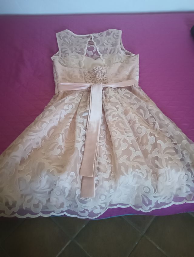 Vestido ceremonia rosa nude