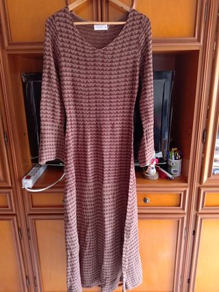 Vestito lungo marrone a coste