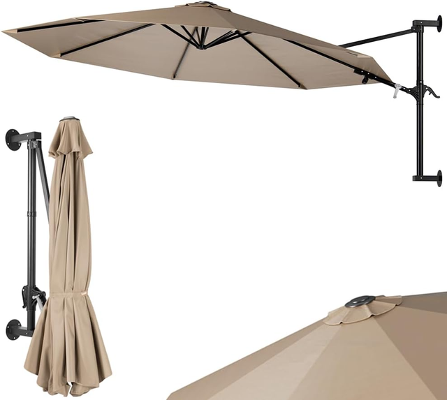 Ombrellone a Muro da Giardino Diametro 300 cm, Par