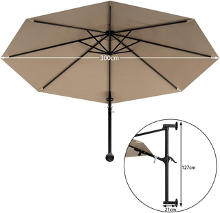 Ombrellone a Muro da Giardino Diametro 300 cm, Par