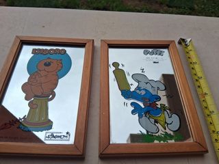 2 quadretti Puffi Isidoro vintage