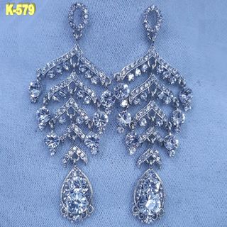 Pendientes Largos Pedrería Cristales 9cm