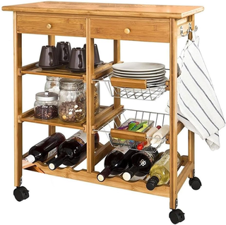 Carrello da Cucina in Legno di Bambù con Ripiano T