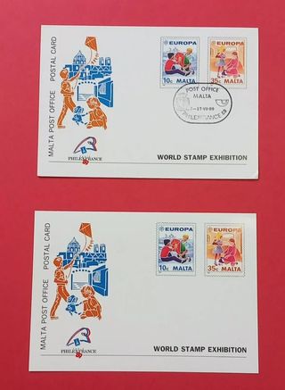 CARTOLINE COMMEMORATIVE MALTA PHILEXFRANCE 89