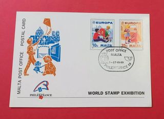 CARTOLINE COMMEMORATIVE MALTA PHILEXFRANCE 89