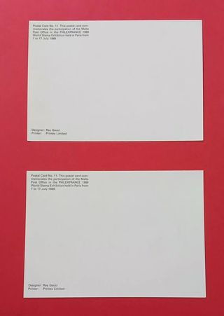 CARTOLINE COMMEMORATIVE MALTA PHILEXFRANCE 89